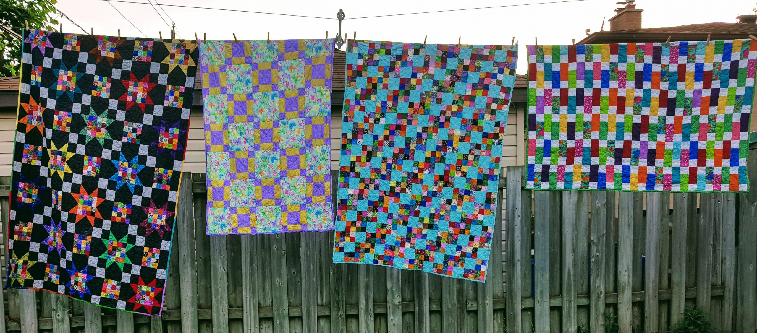 quilts on the clothesline
