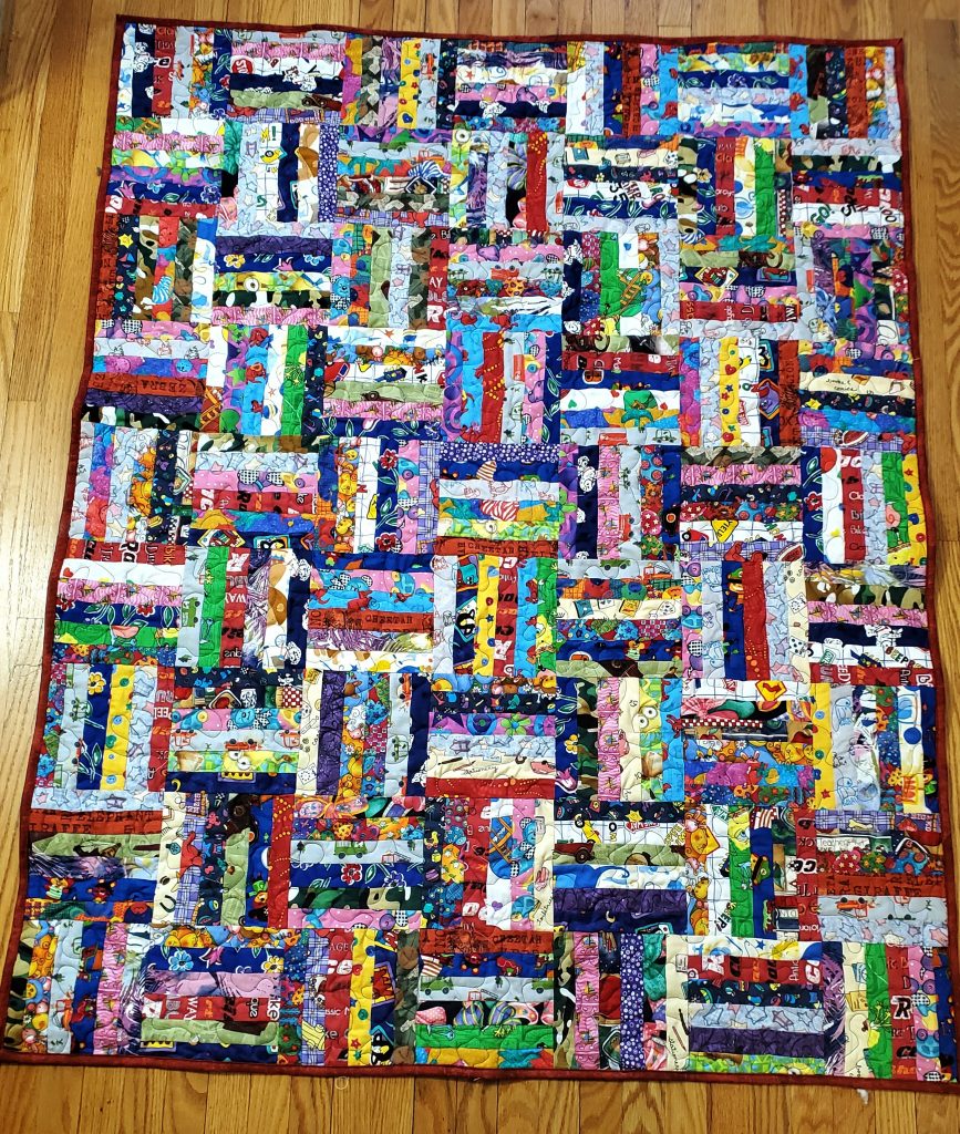 Busy Baby Quilt made with 1.5" rectangles
